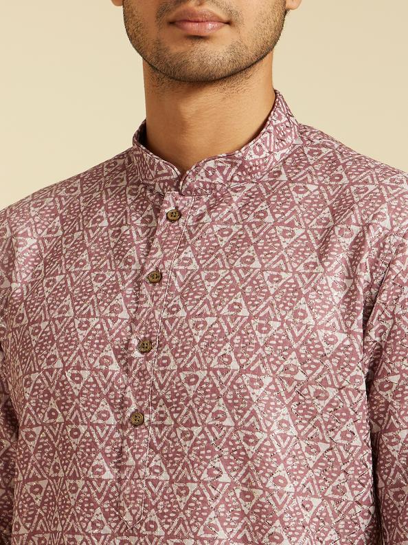 Diwas Men Dusty Pink Diamond Printed Kurta