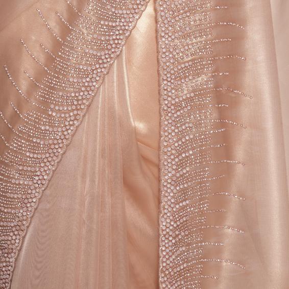 Twamev Women Elegant Fawn Organza Saree