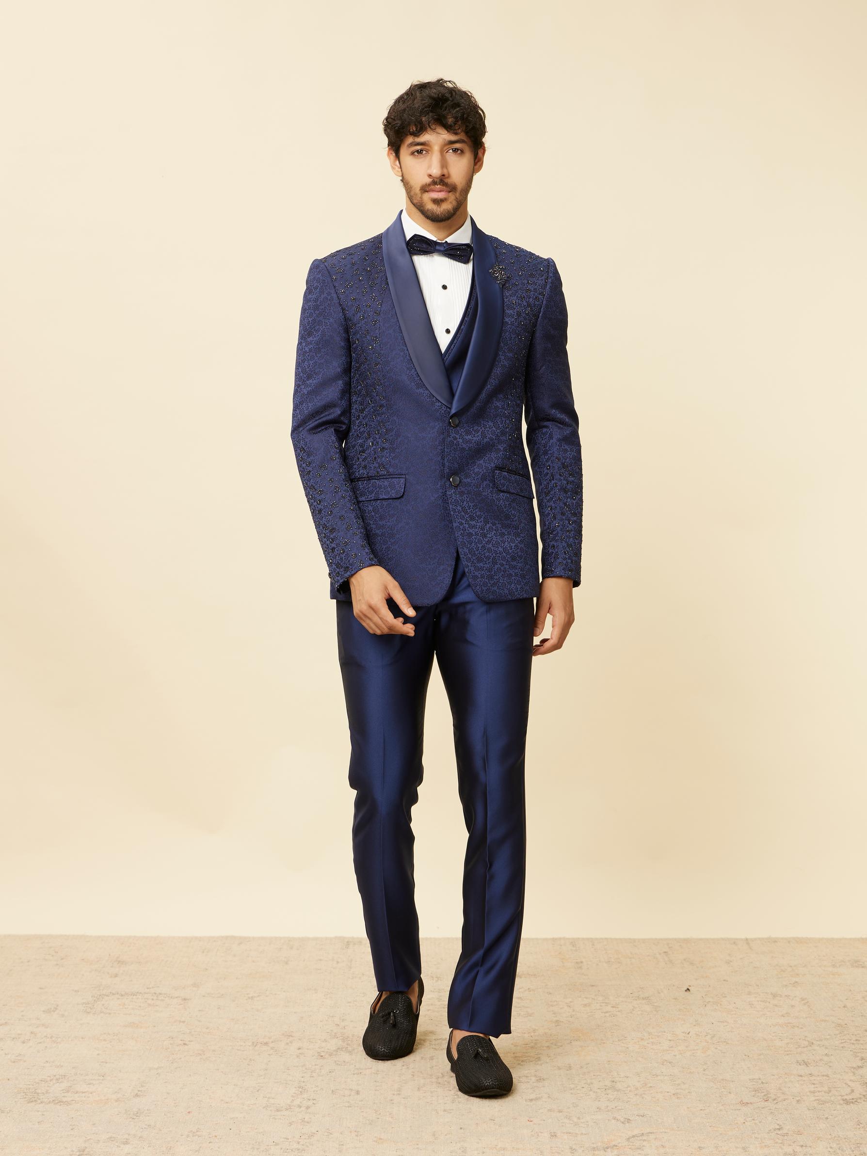 Twamev Men Royal Blue Suit Set