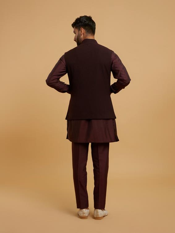 Twamev Men Maroon Elegance Kurta Jacket Set