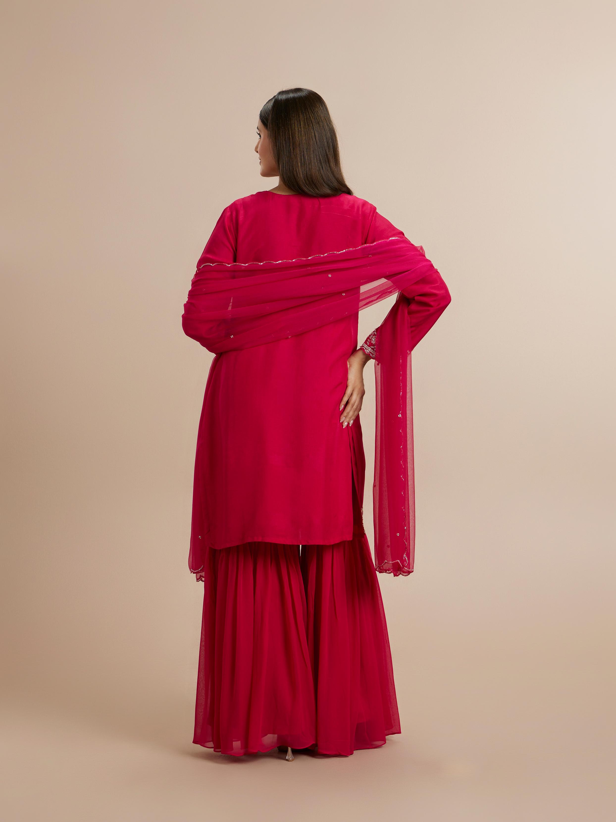 Twamev Women Resplendent Rani Pink Stitched Suit