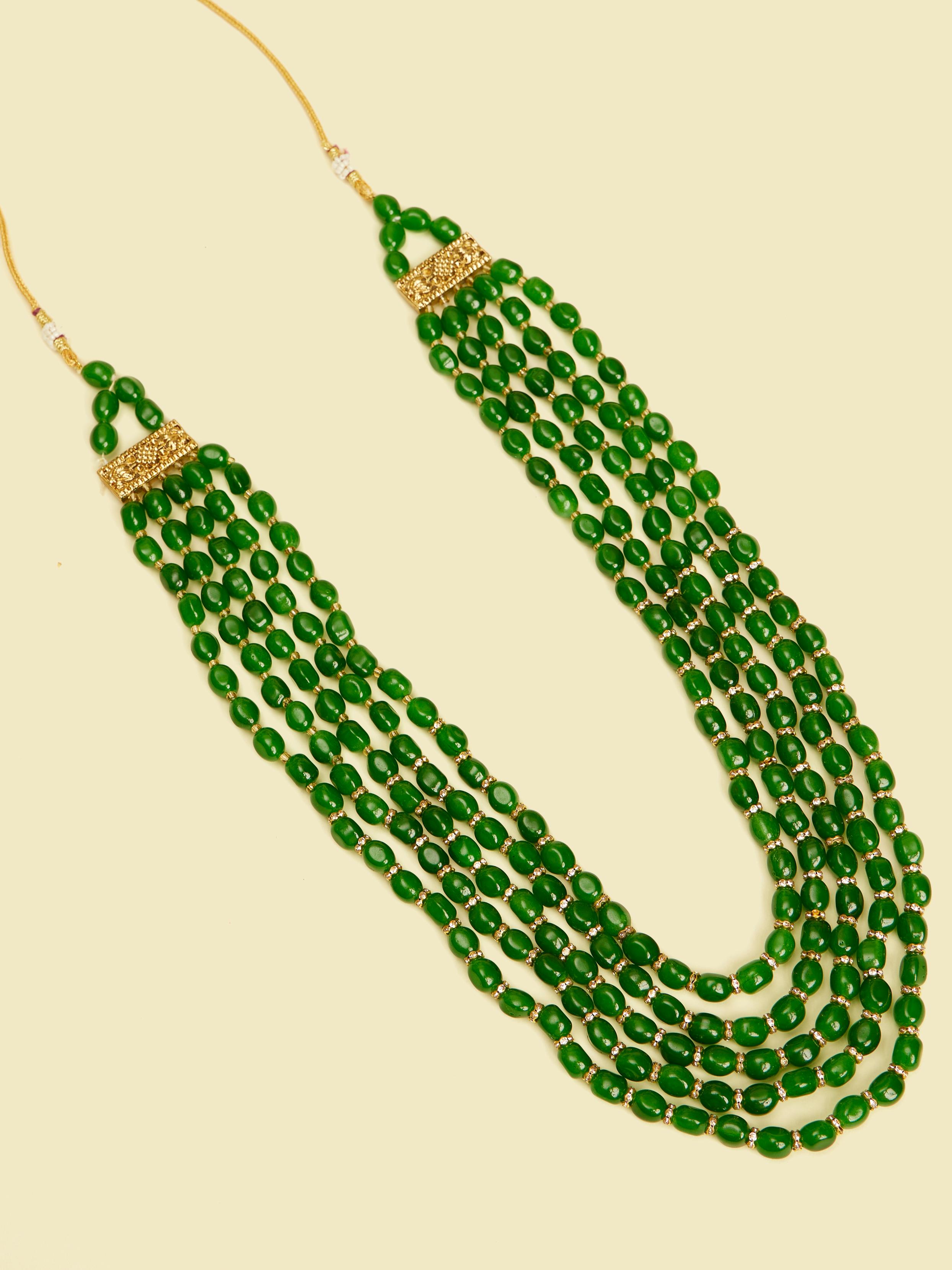 Twamev Men Emerald Green Traditional Mala