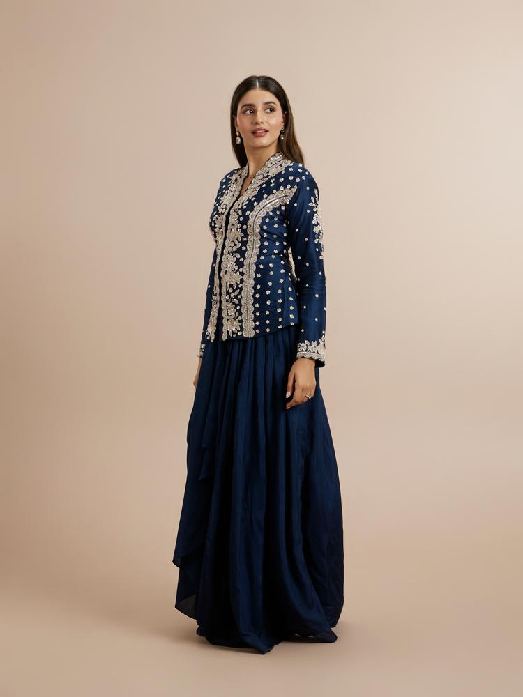 Twamev Women Indigo Blue Elegance Indo Western