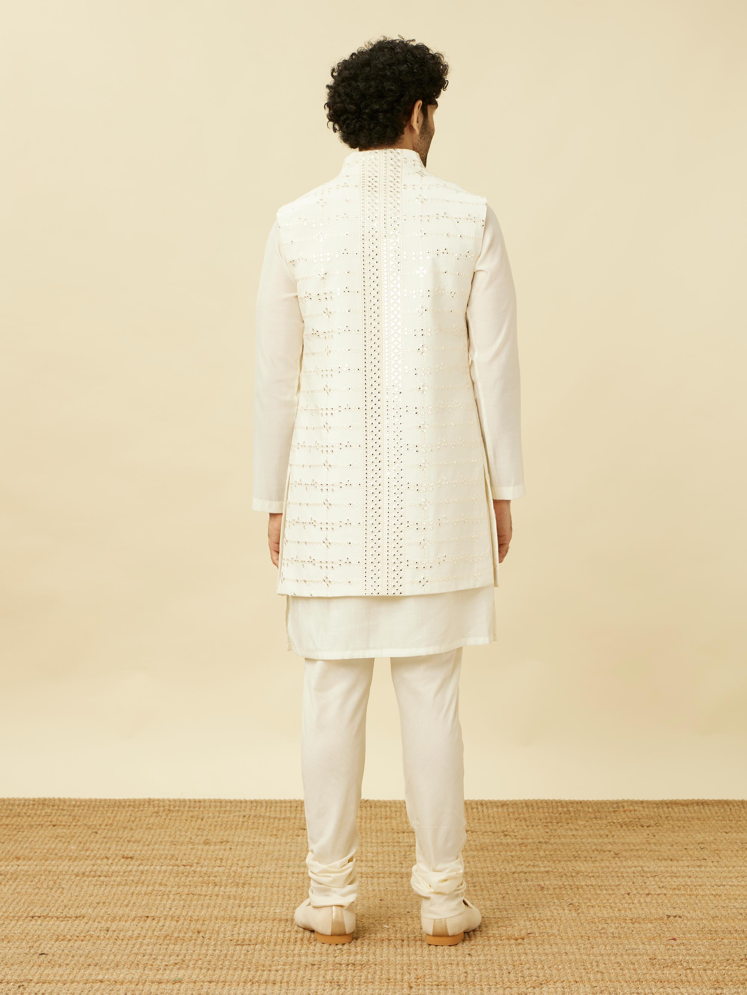 Twamev Men Dazzling White Kurta Jacket Set
