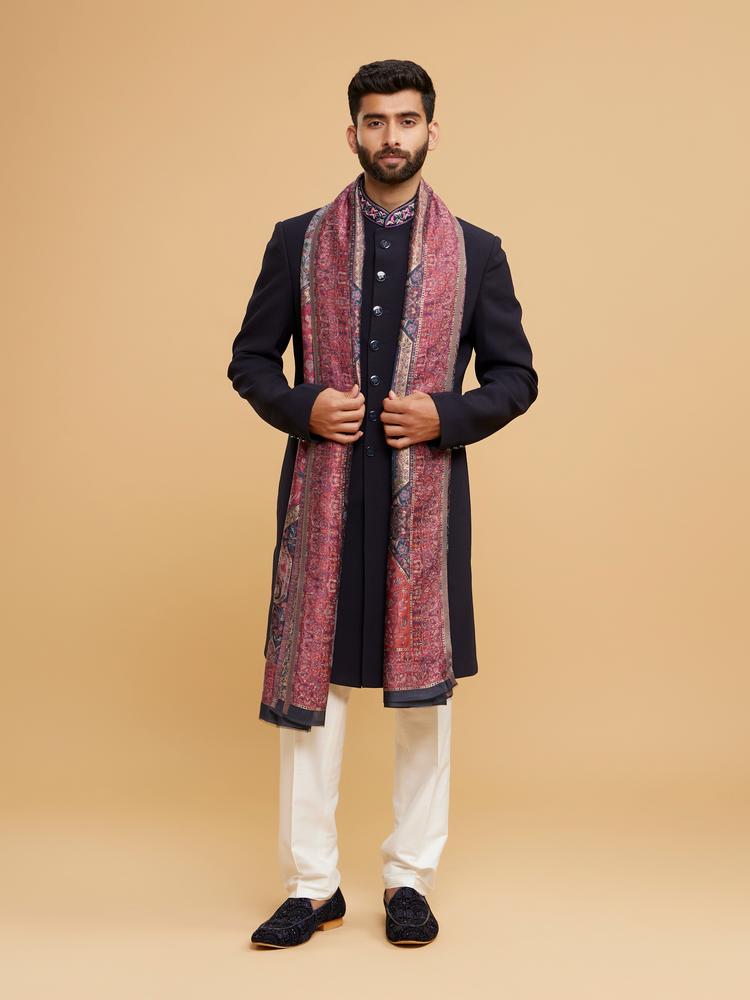 Twamev Men Dark Blue Elegance Indo Western