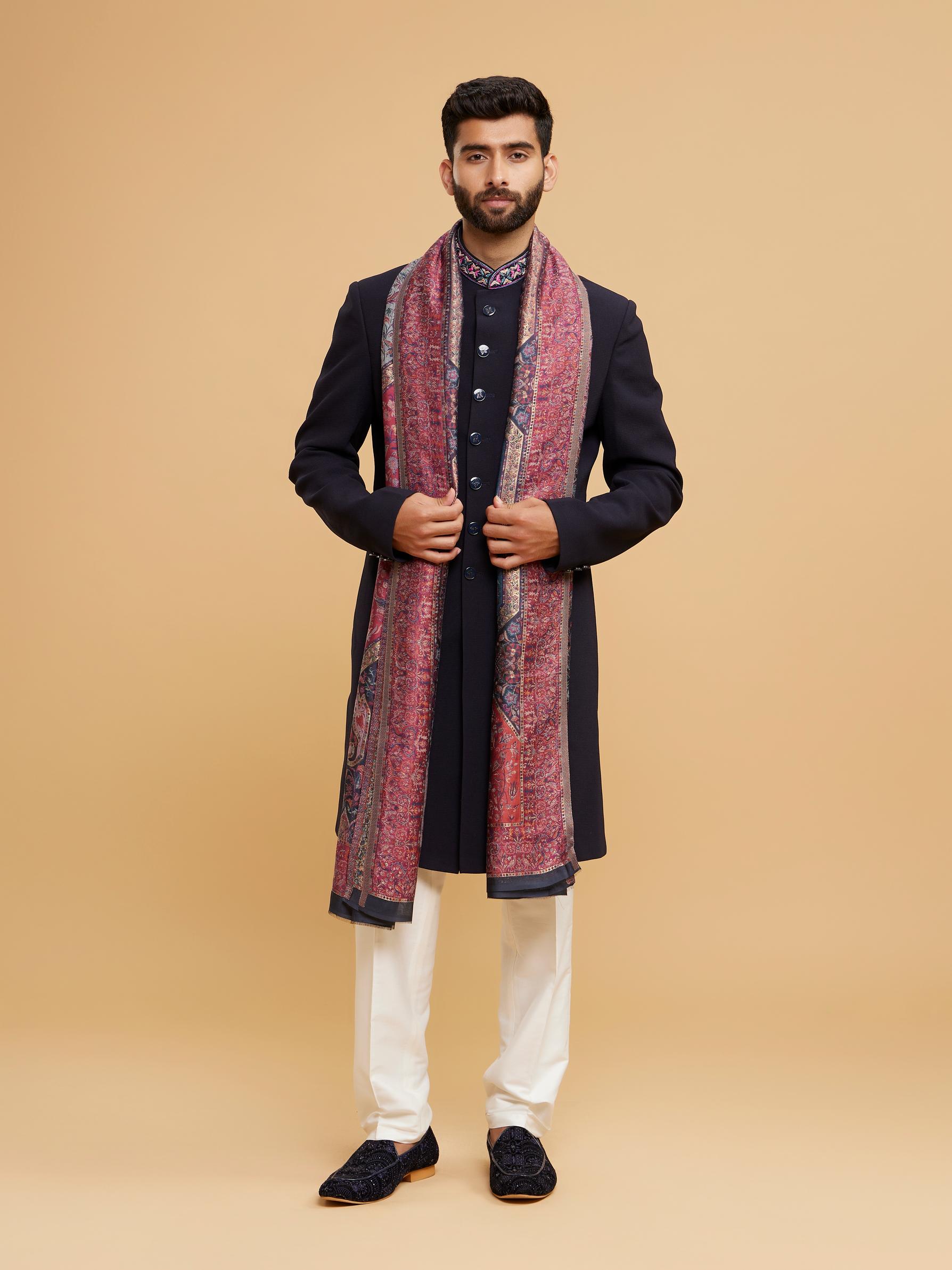 Twamev Men Dark Blue Elegance Indo Western
