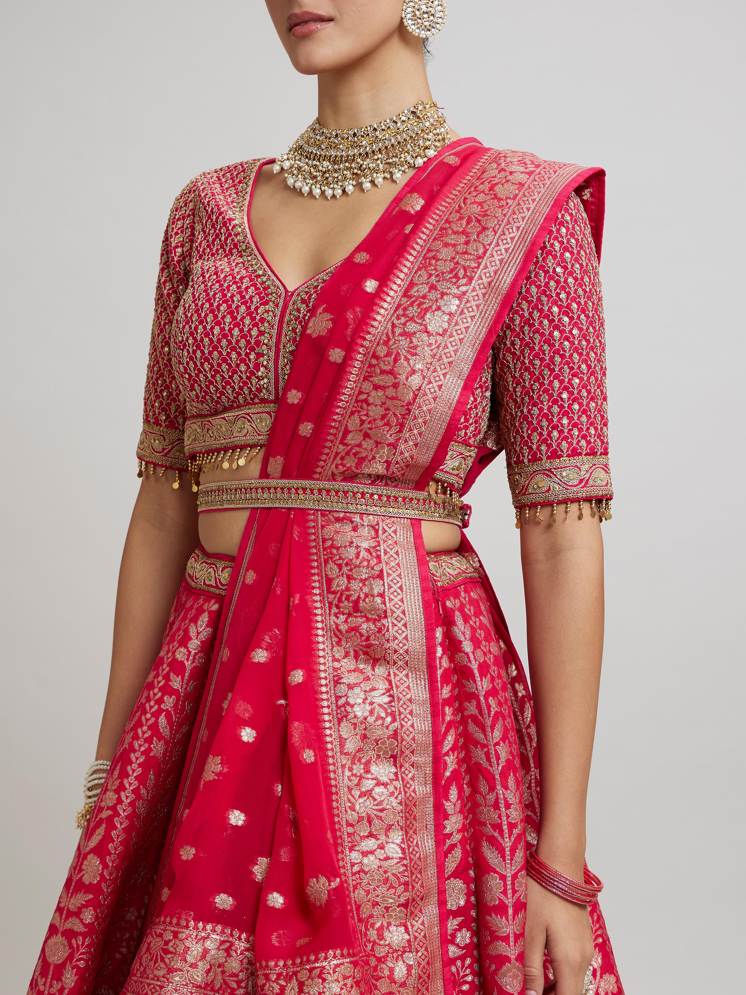 Twamev Women Majestic Pink Lehenga Ensemble