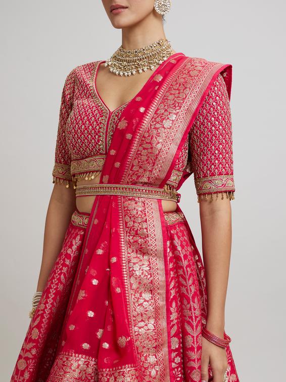 Twamev Women Majestic Pink Lehenga Ensemble