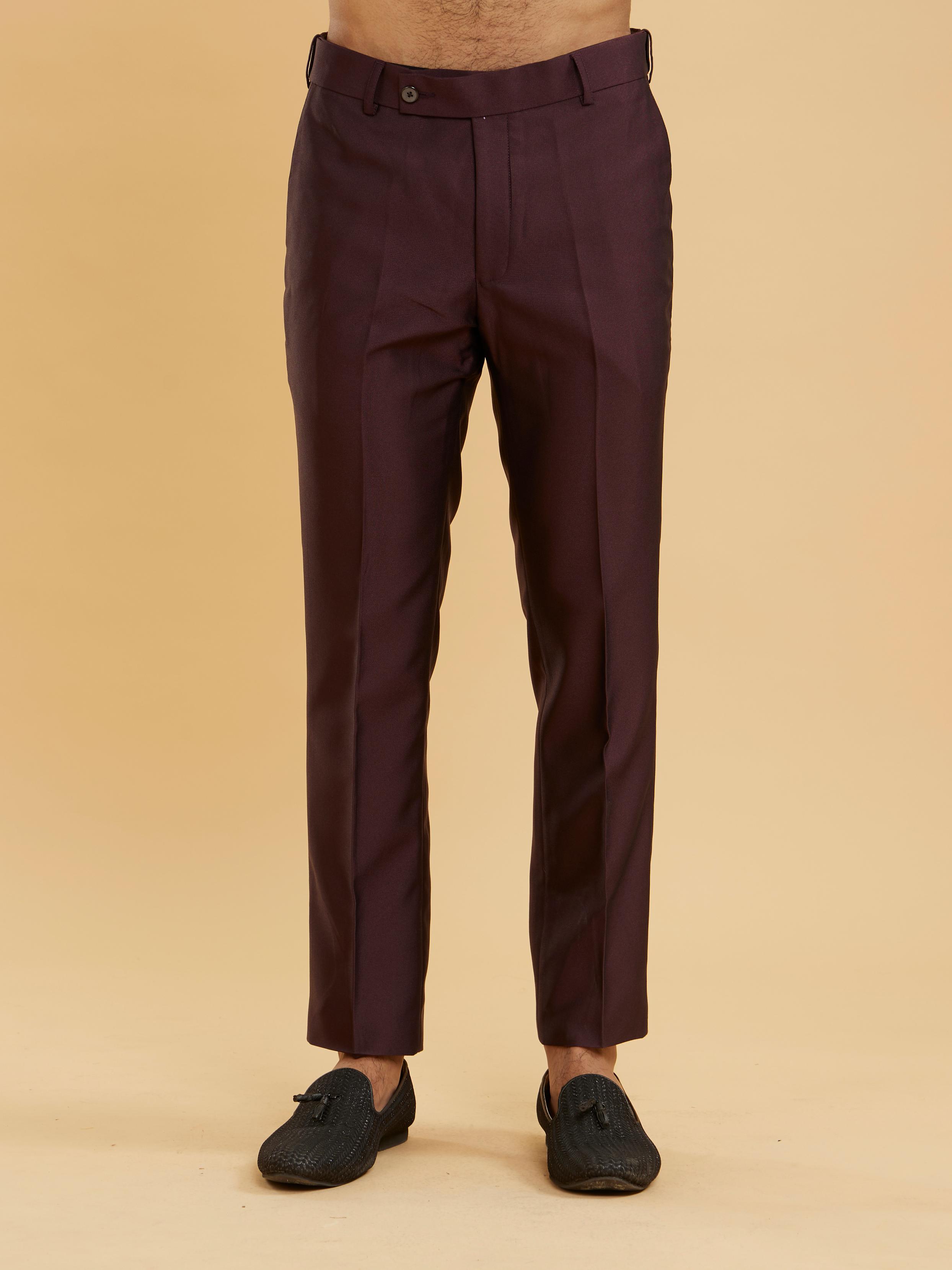 Twamev Men Wine Red Bel Buti Patterned Stone Work Designer Suit