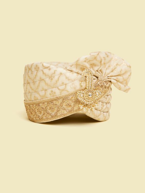 Twamev Men Radiant Beige Chanderi Safa