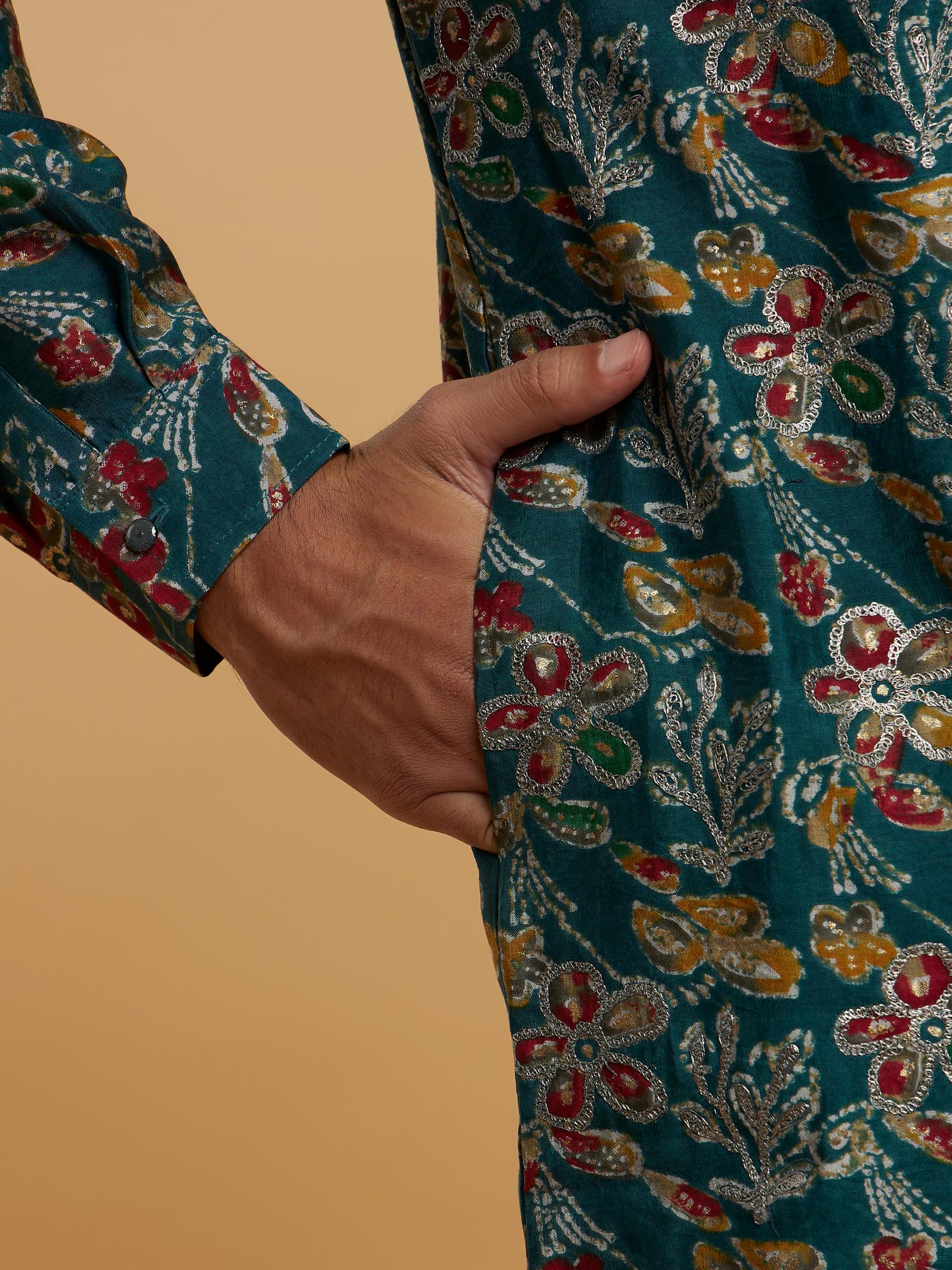 Twamev Men Emerald Elegance Kurta Pajama