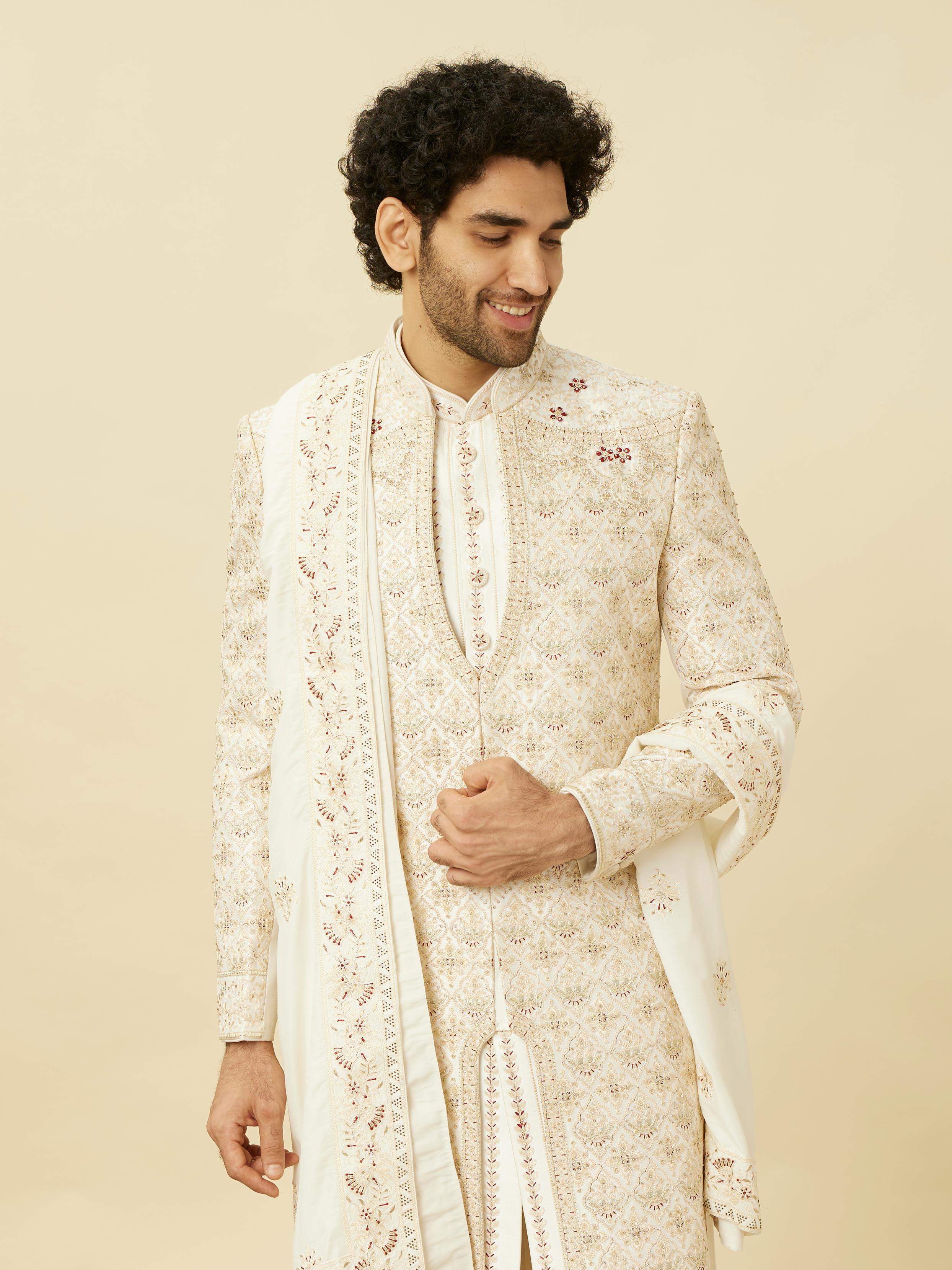 Twamev Men Luxe White Sherwani