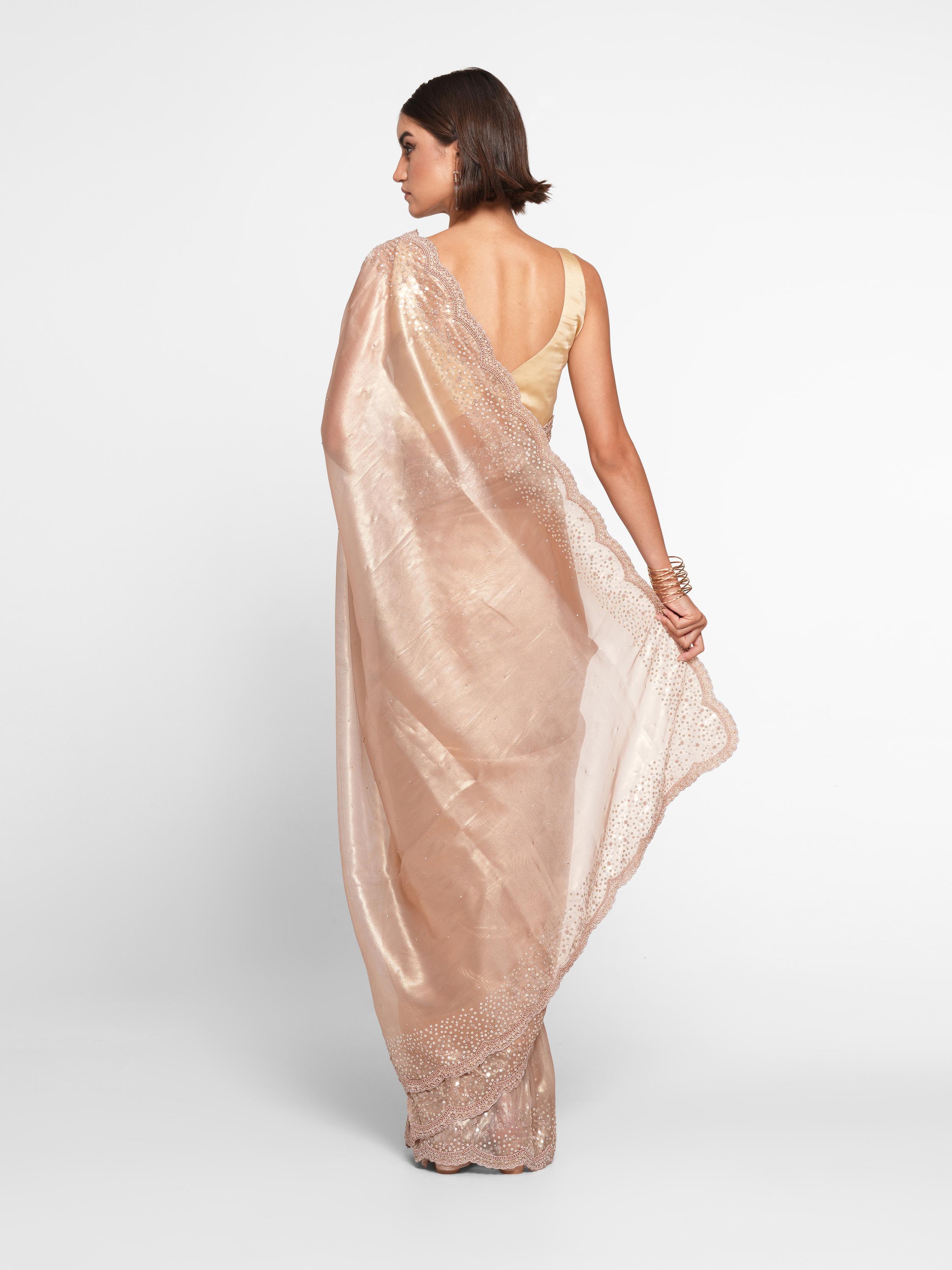 Twamev Women Fawn Festive Organza Saree