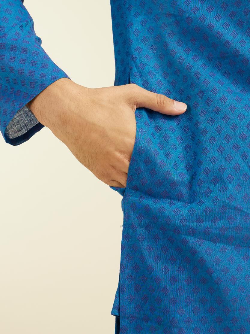 Diwas Men Mid Blue Cotton Kurta
