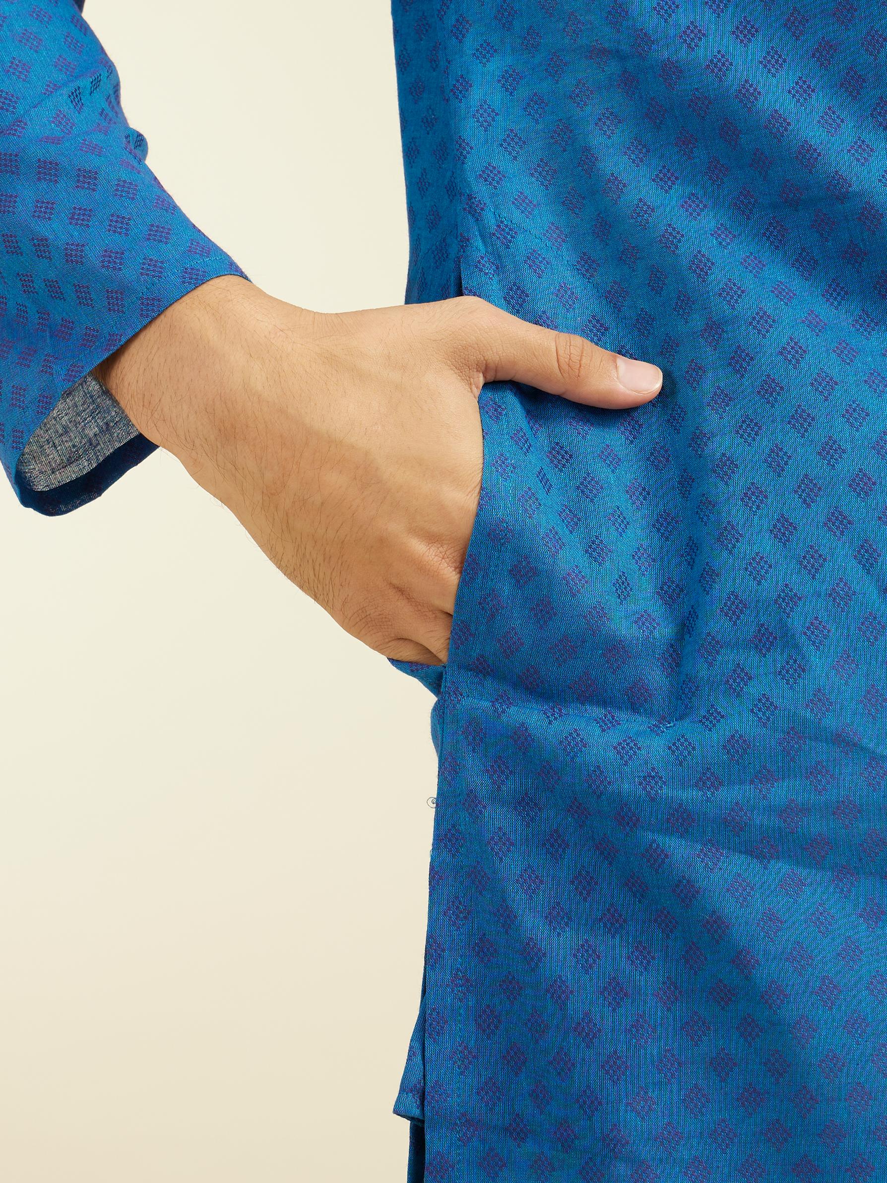 Diwas Men Mid Blue Cotton Kurta
