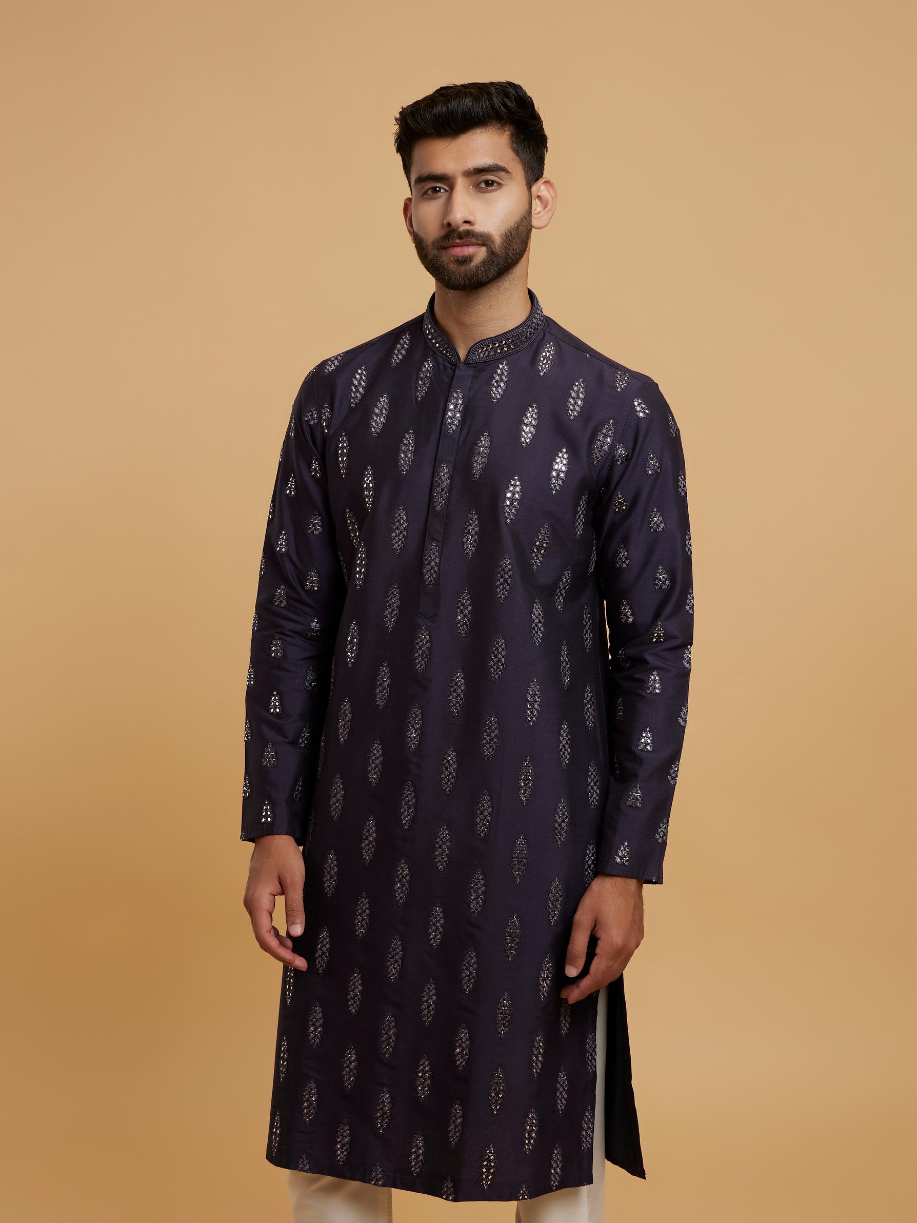 Twamev Men Elegant Dark Blue Kurta Pajama