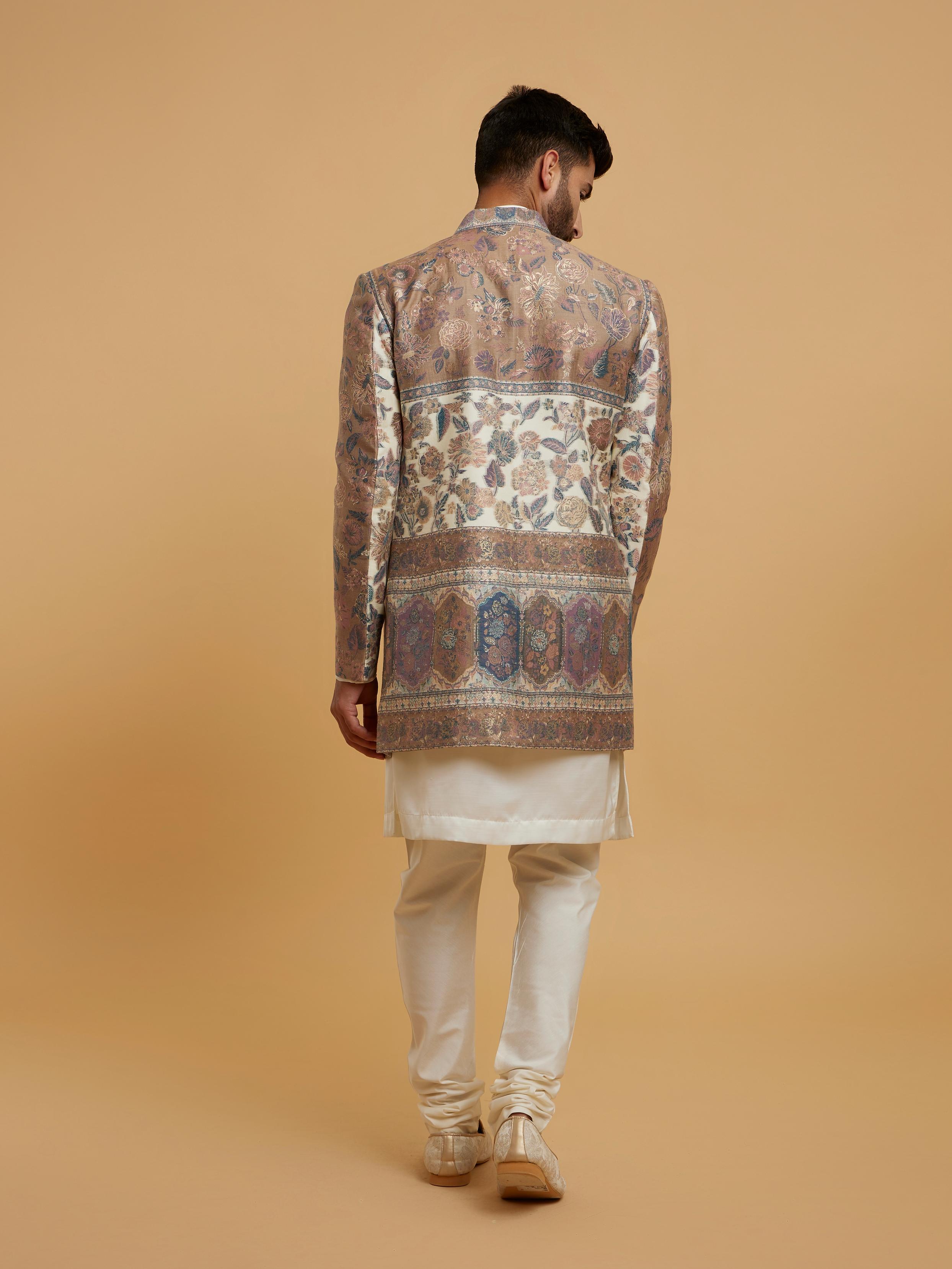 Twamev Men Creamy Splendor Indo Western Suit