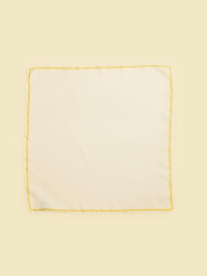 Twamev Men Cream Satin Pocket Square