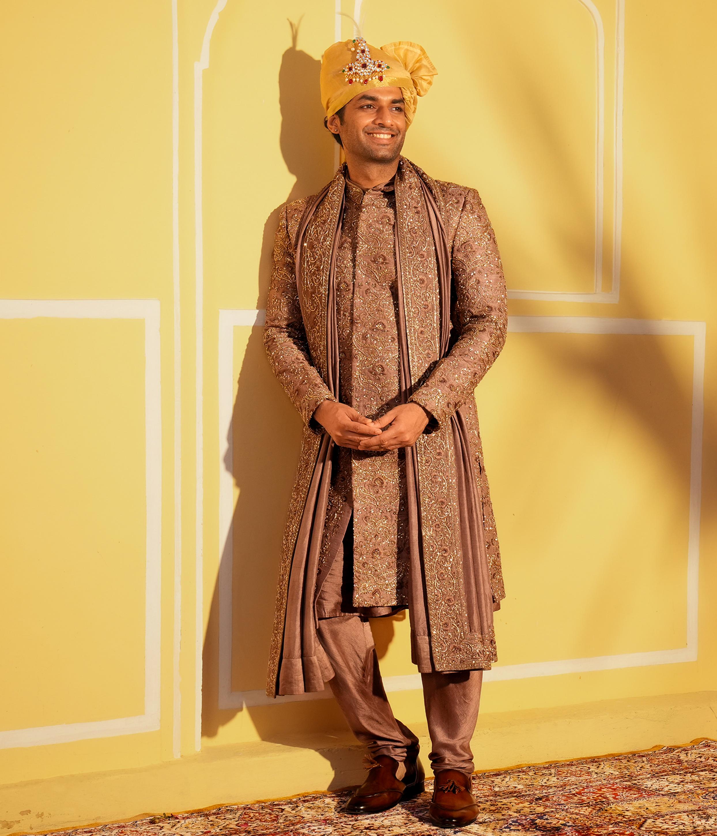 Twamev Men Walnut Touch Splendor Sherwani