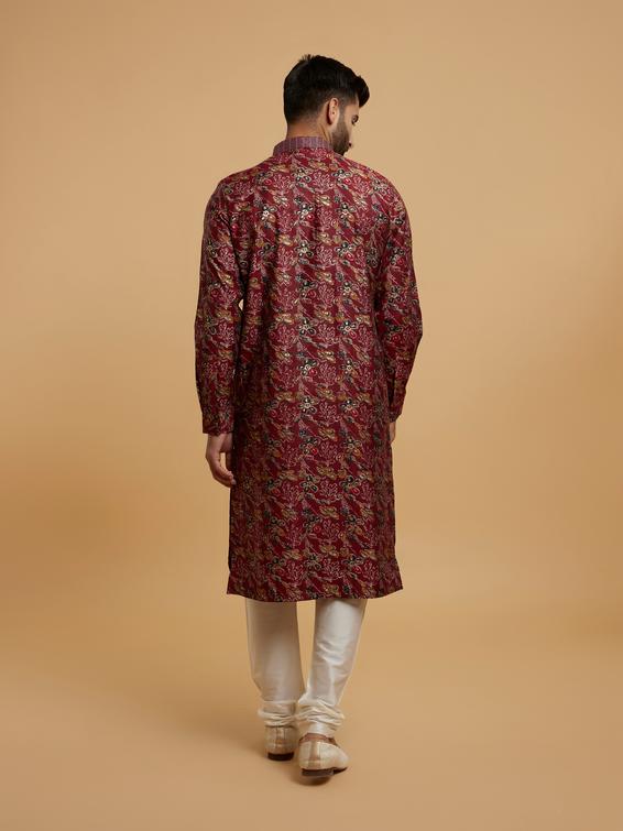 Twamev Men Elegant Maroon Kurta Pajama Set