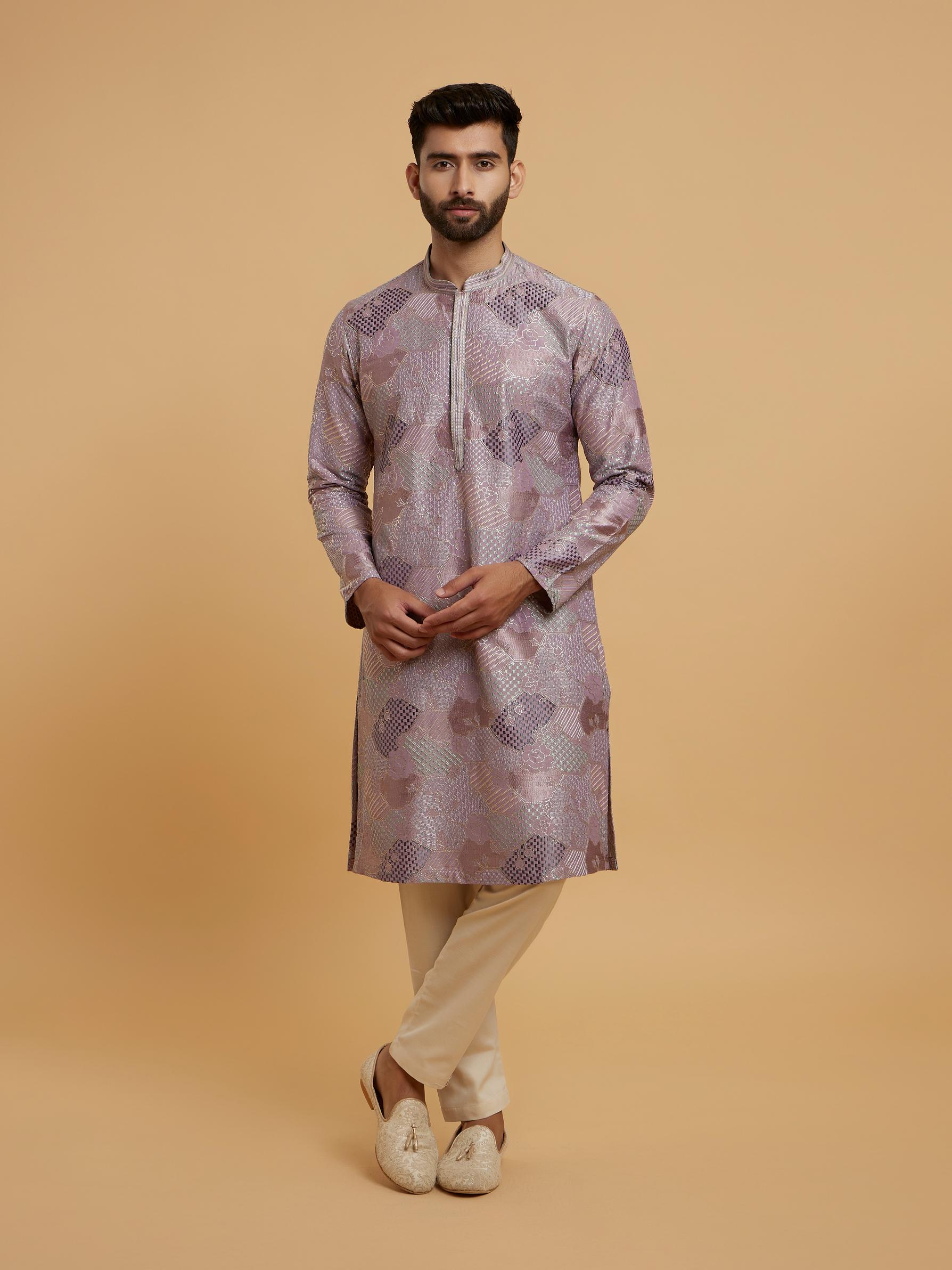 Twamev Men Lilac Elegance Kurta Pajama