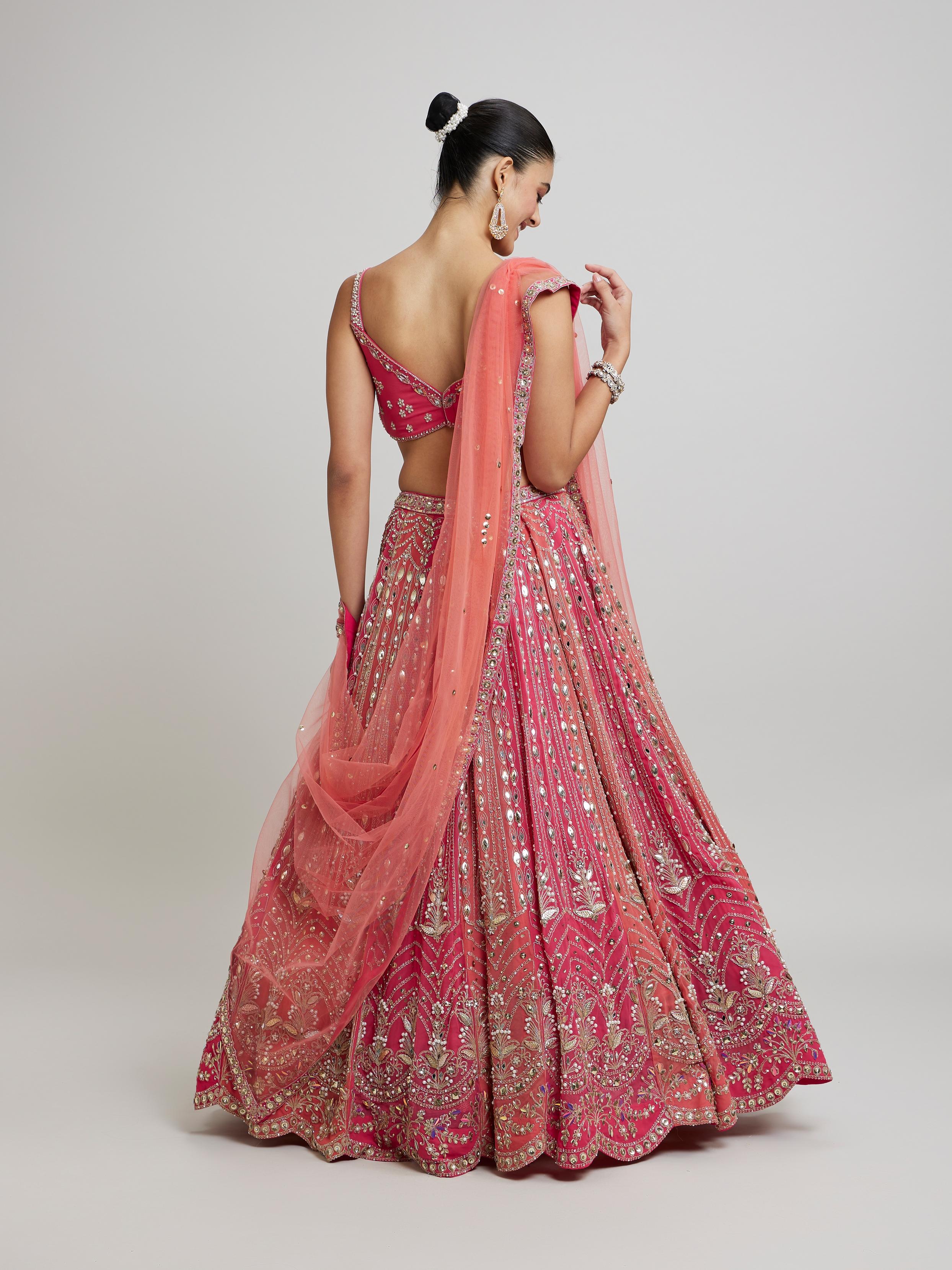 Twamev Women Exquisite Pink Georgette Lehenga