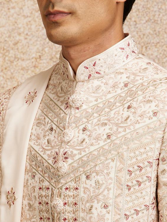 Twamev Men Stunning Cream Sherwani