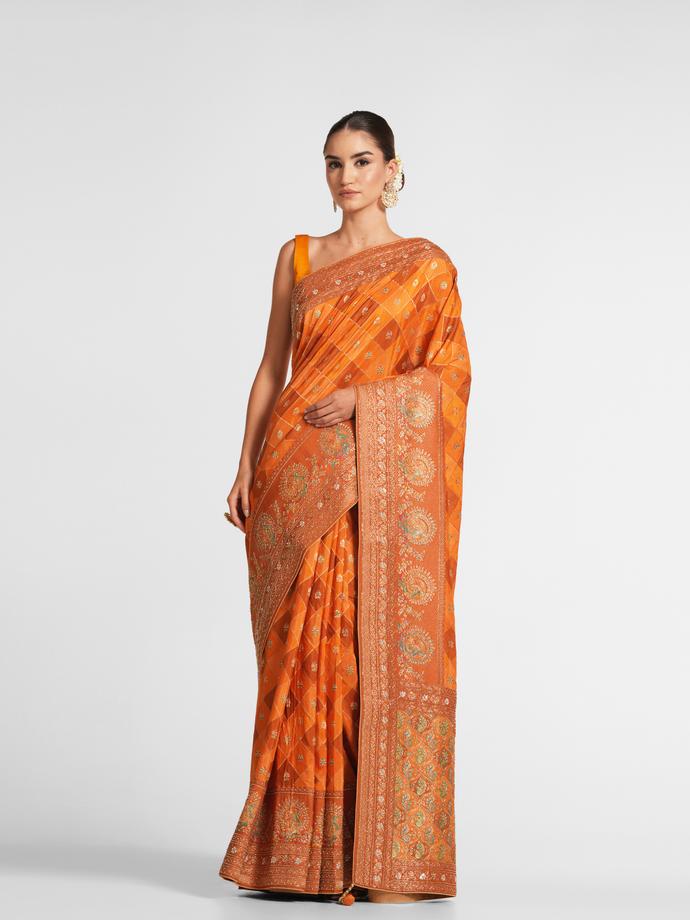 Twamev Women Mustard Elegance Saree