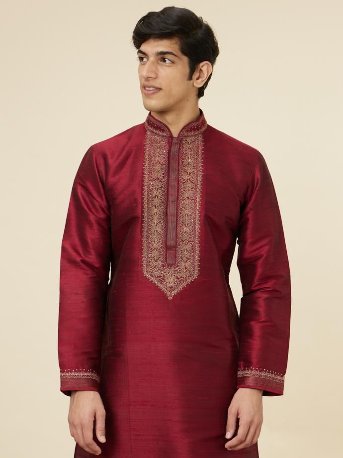 Twamev Men Majestic Maroon Kurta Set
