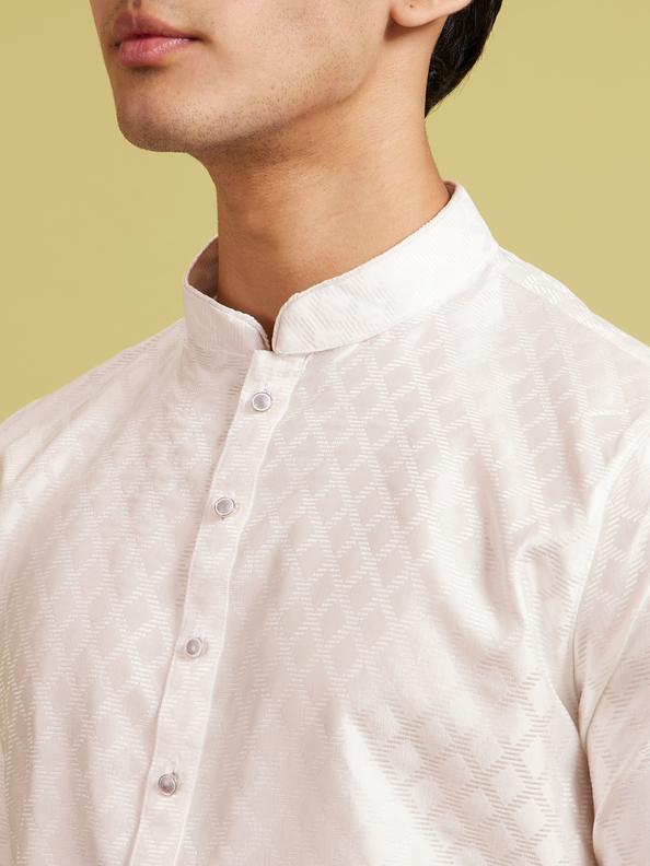 Diwas Men Warm White Harlequin Patterned Kurta
