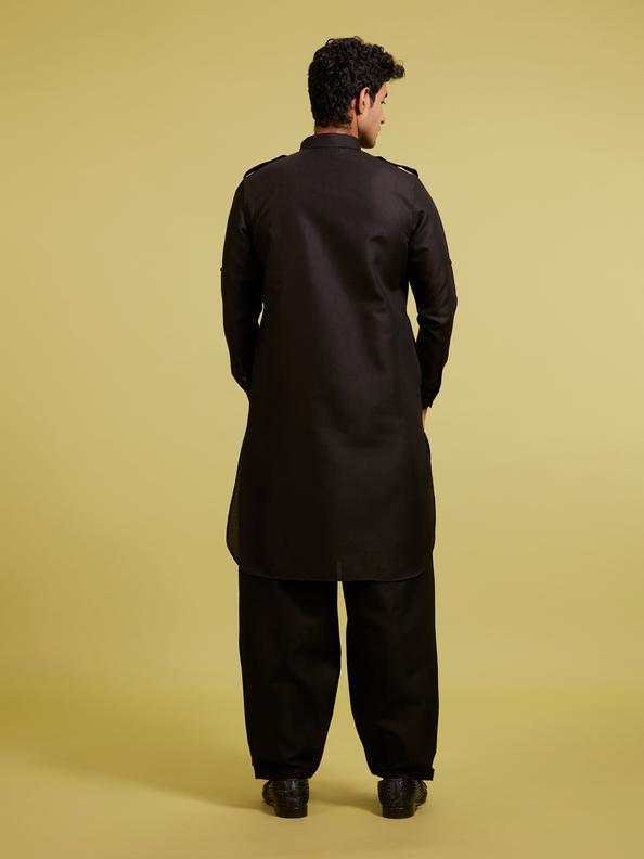 Diwas Men Midnight Black Pathani Set