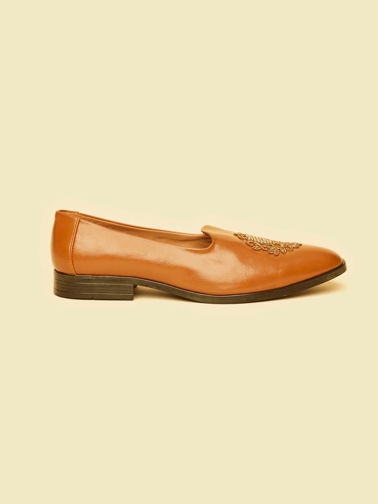 Twamev Men Tan Brown Diamond Patterned Loafer Style Shoes