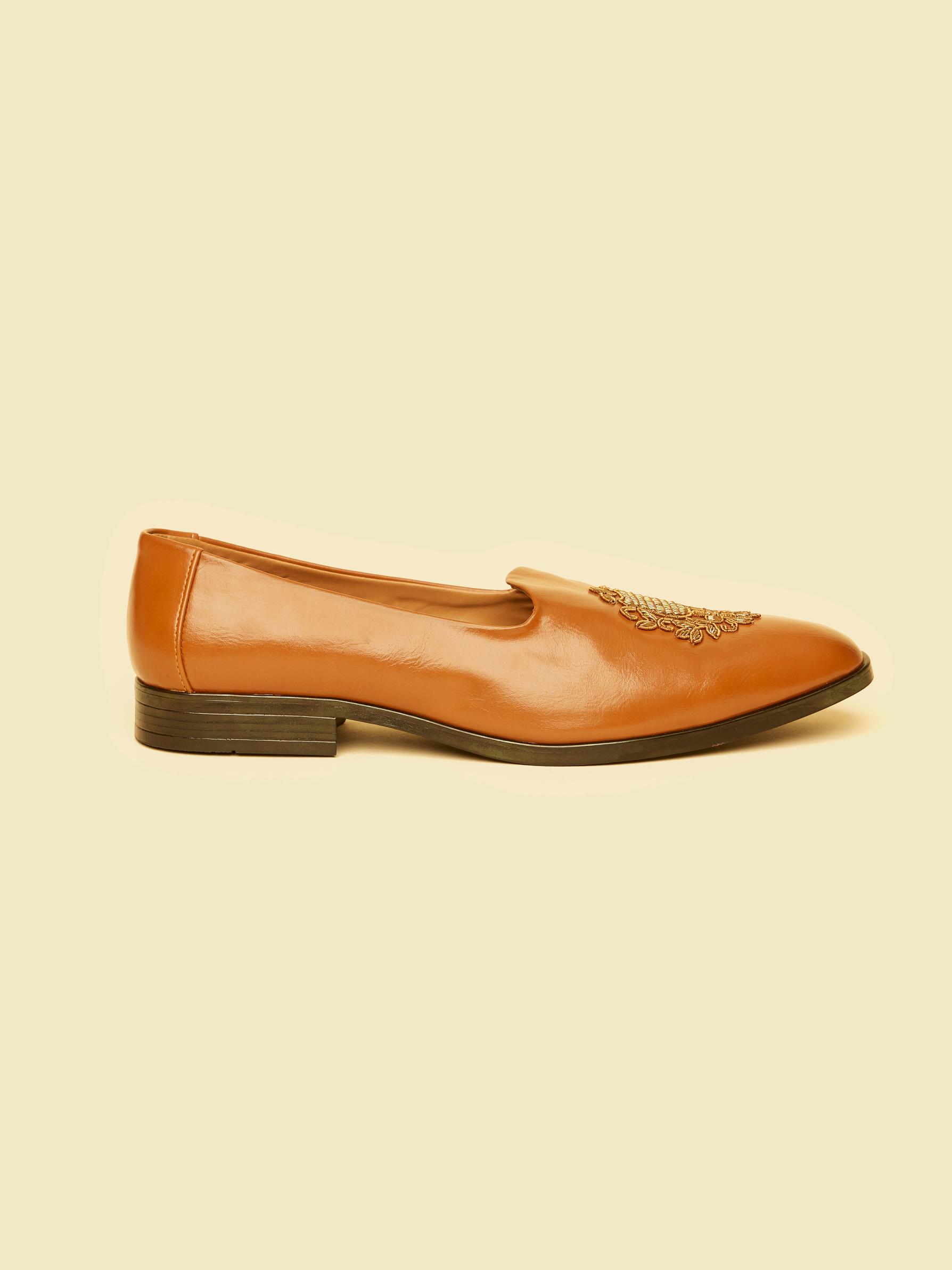 Twamev Men Tan Brown Diamond Patterned Loafer Style Shoes