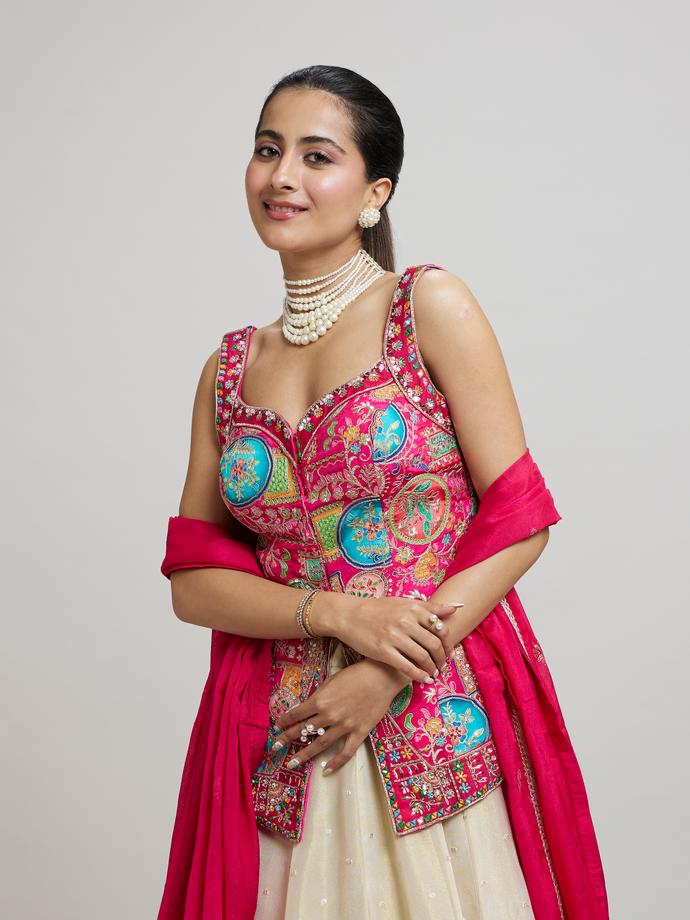 Twamev Women Radiant Pink Dream Lehenga