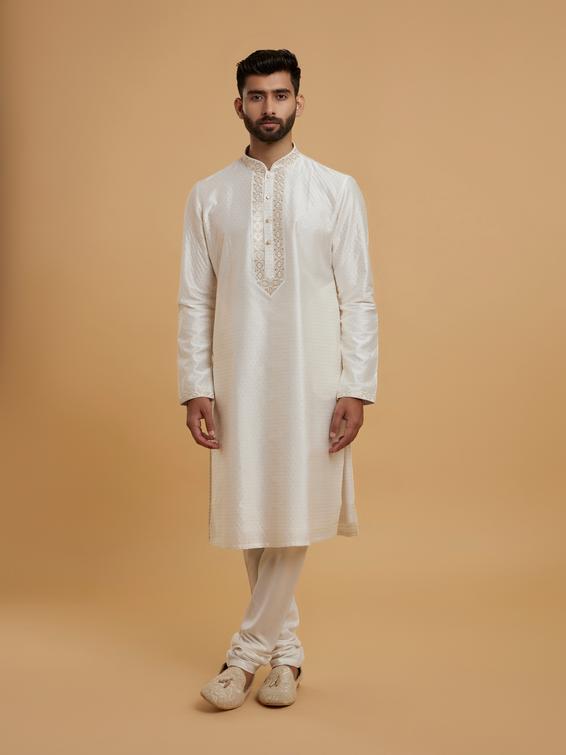 Twamev Men Twirling Cream Delight Kurta Pajama