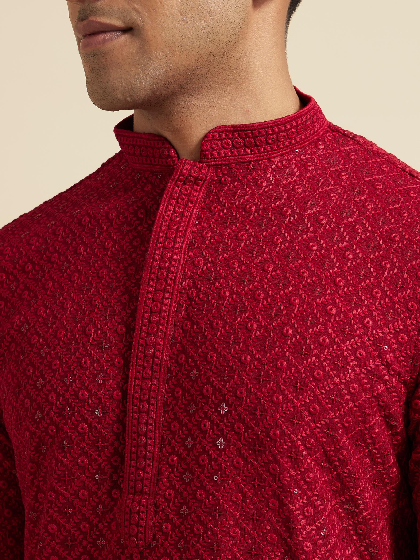 Diwas Men Maroon Elegance Kurta Pajama