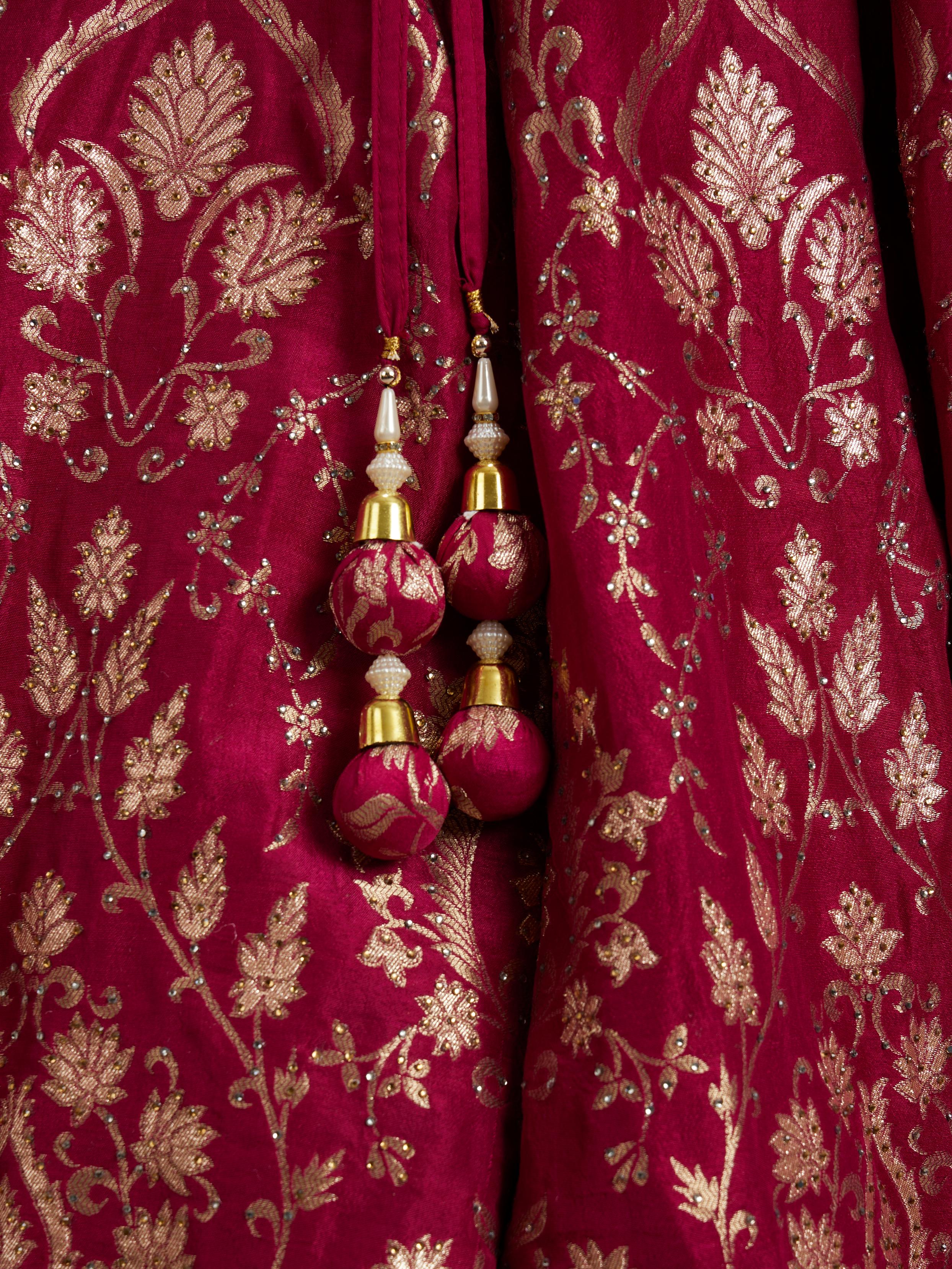 Twamev Women Maroon Bliss Sparkle Lehenga