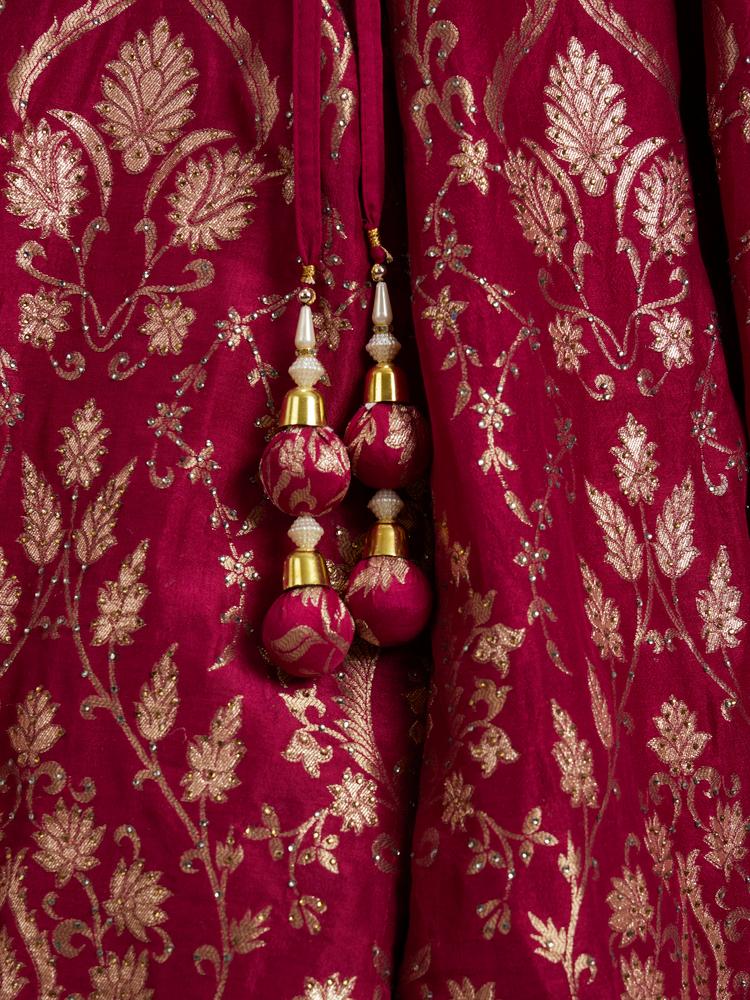 Twamev Women Maroon Bliss Sparkle Lehenga