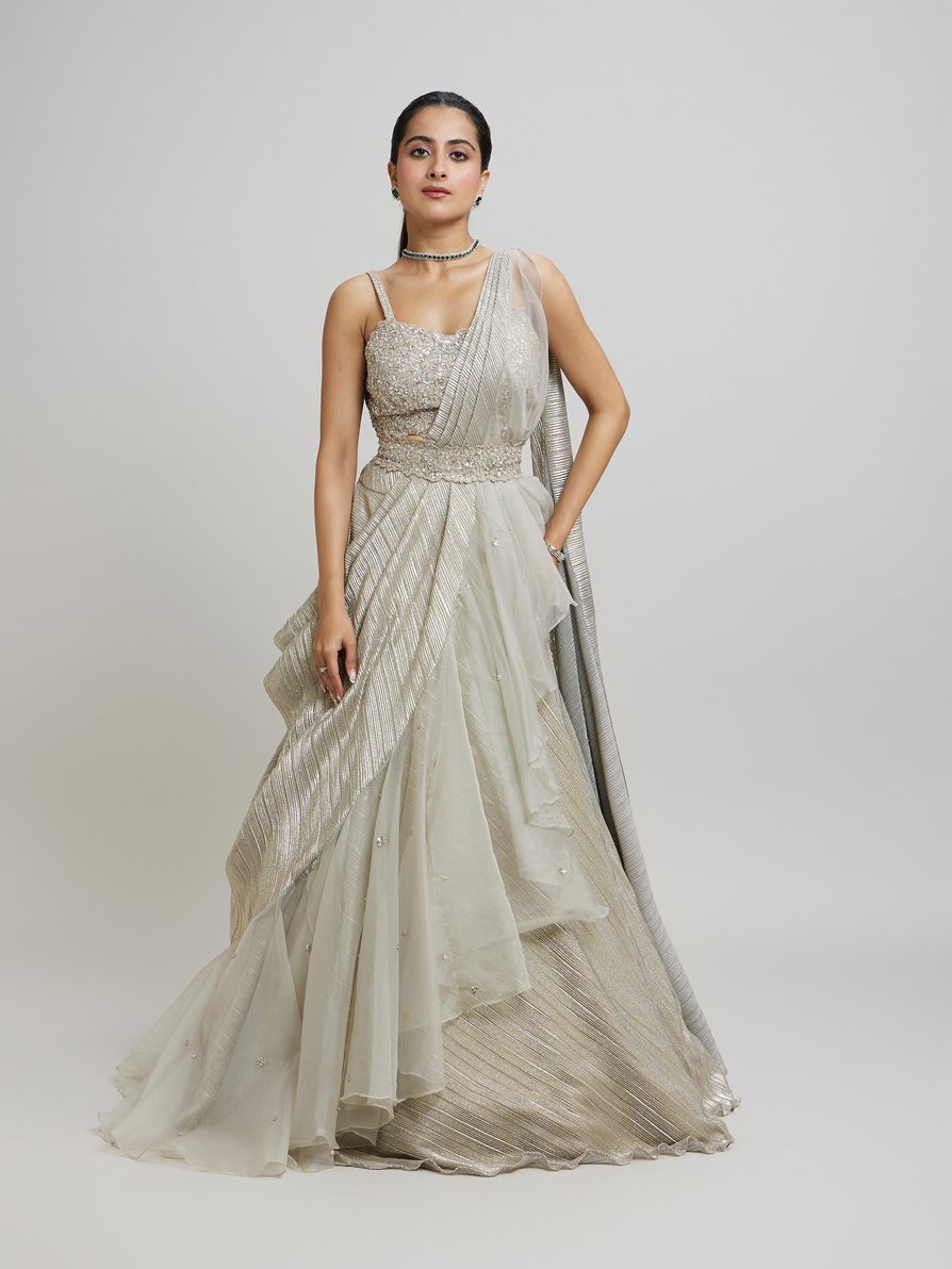 Twamev Women Grey Elegance Femina Lehenga