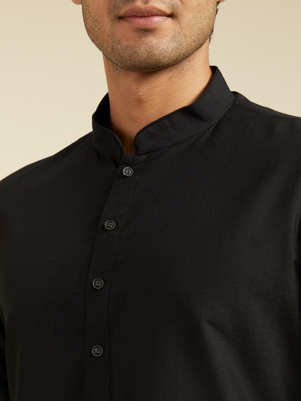 Diwas Men Midnight Black Plain Classic Kurta