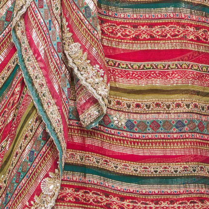 Twamev Women Elegant Rani Georgette Saree