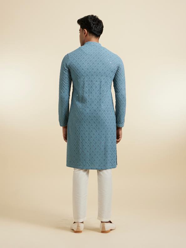 Diwas Men Greyish Blue Vibrance Kurta Pajama