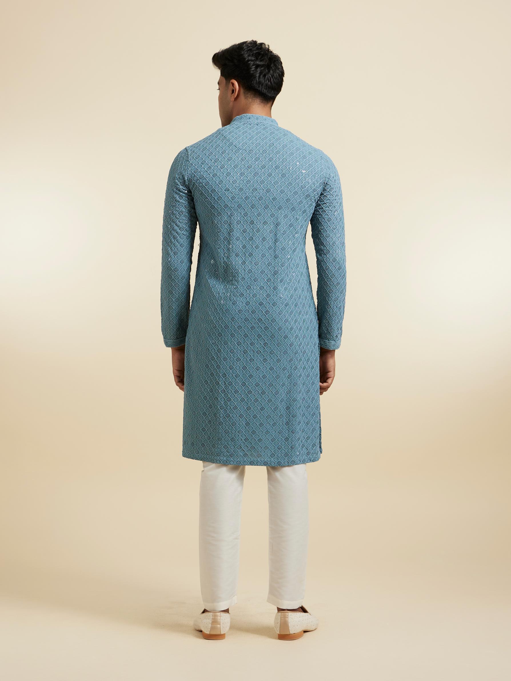 Diwas Men Greyish Blue Vibrance Kurta Pajama