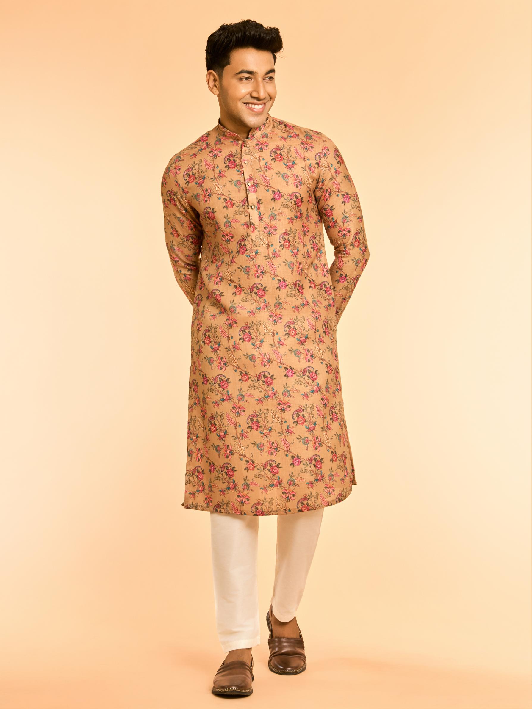 Diwas Men Mehndi Green Majestic Kurta