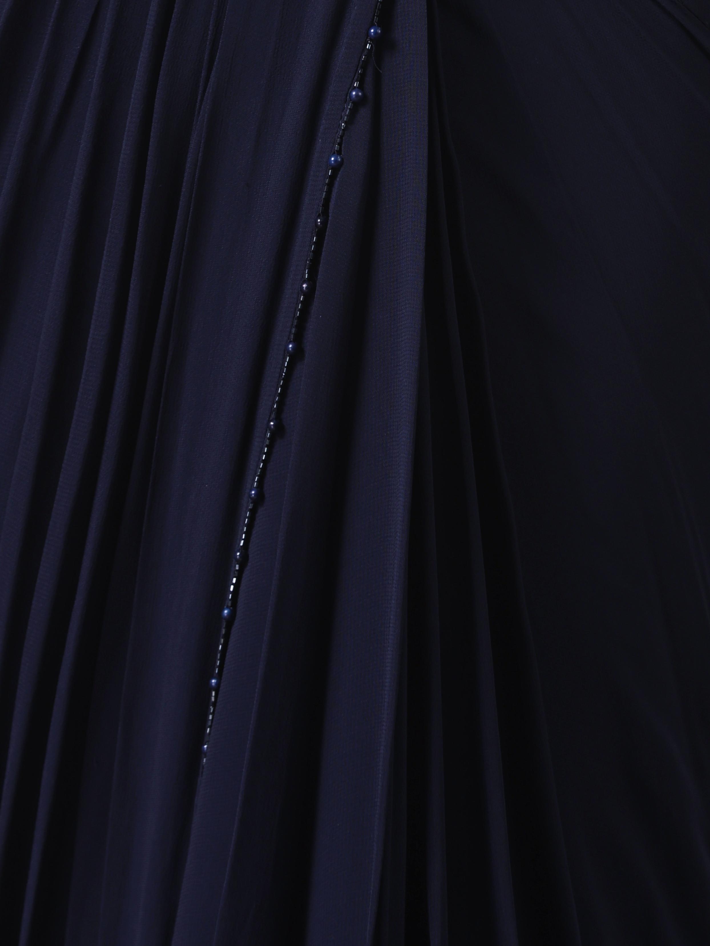 Twamev Women Midnight Elegance in Indigo Blue Georgette Saree