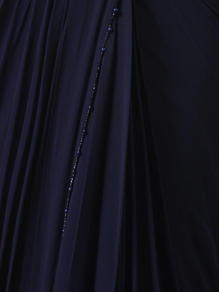 Twamev Women Midnight Elegance in Indigo Blue Georgette Saree