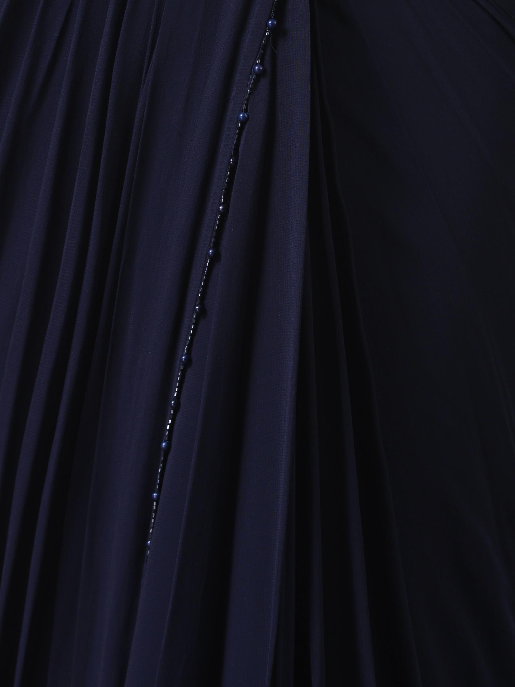 Twamev Women Midnight Elegance in Indigo Blue Georgette Saree