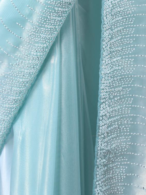 Twamev Women Sophisticated Sea Green Organza Saree
