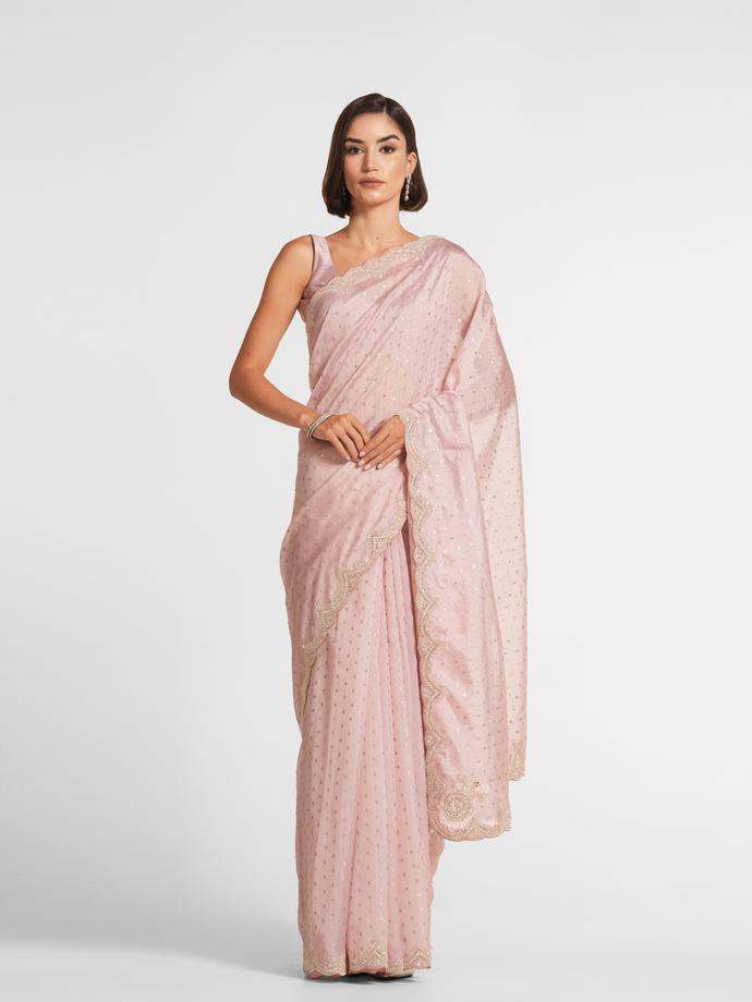 Twamev Women Elegant Pink Extravaganza Saree