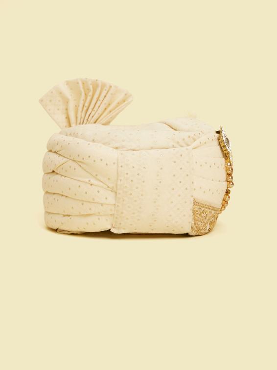 Twamev Men Elegant Cream Chanderi Safa